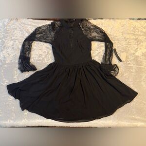 My Michelle Black Lace Long-Sleeve Fit & Flare Dress